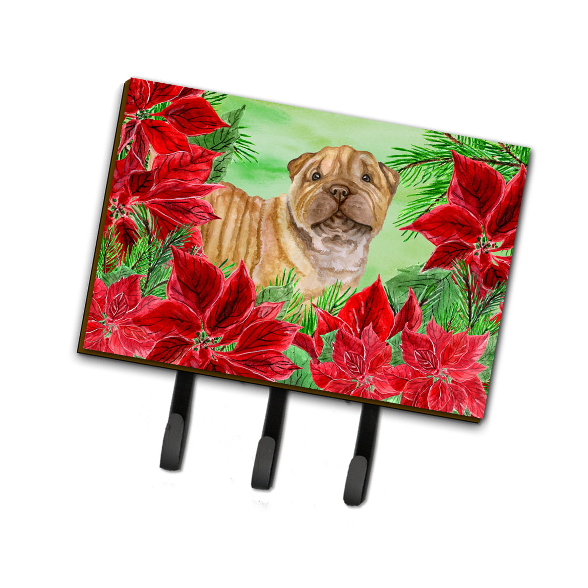 Shar Pei Puppy Poinsettas Leash or Key Holder
