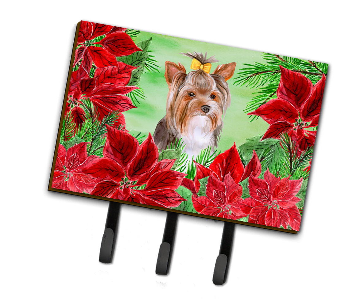 Yorkshire Terrier No 2 Poinsettas Leash or Key Holder