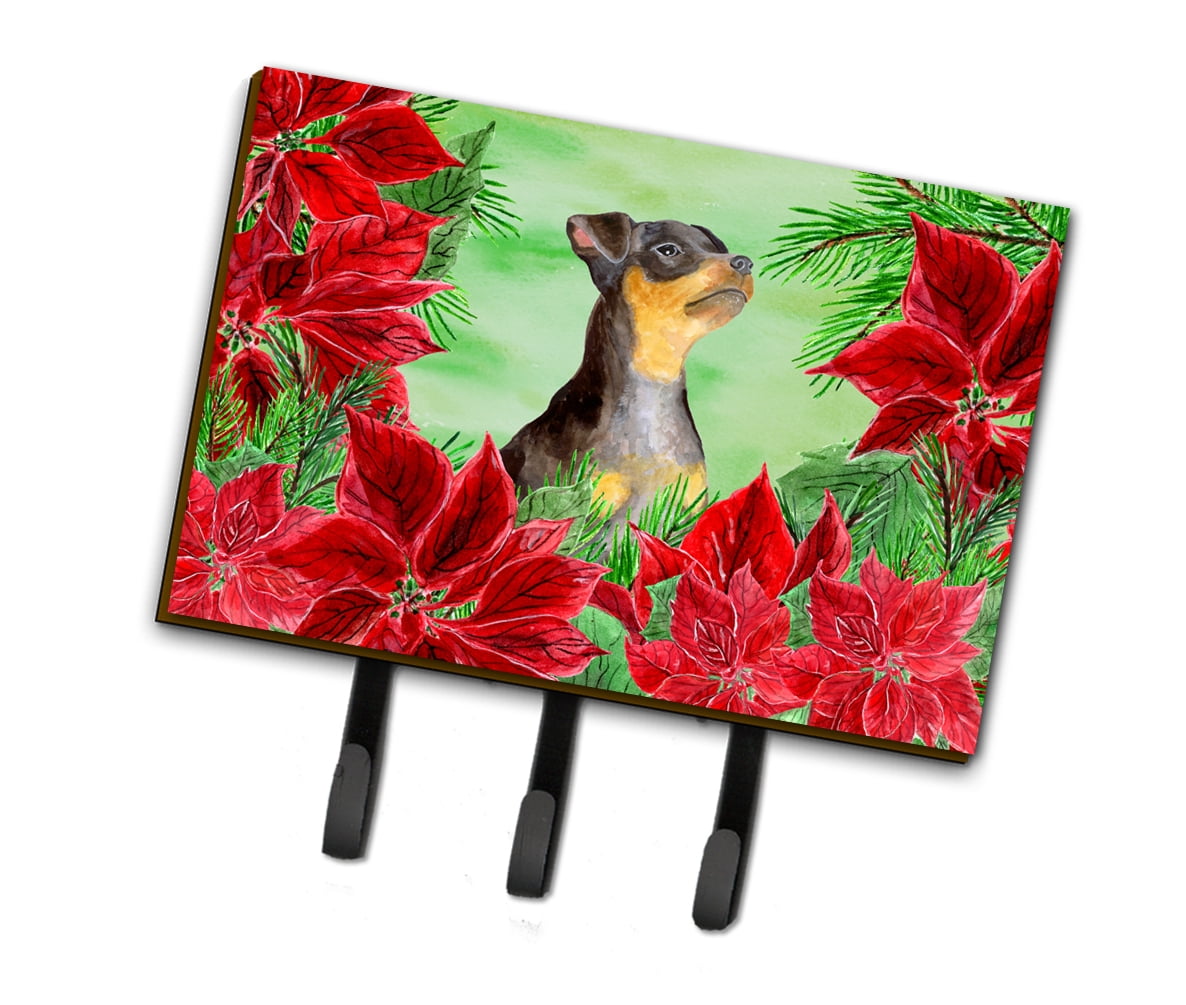Miniature Pinscher No 2 Poinsettas Leash or Key Holder