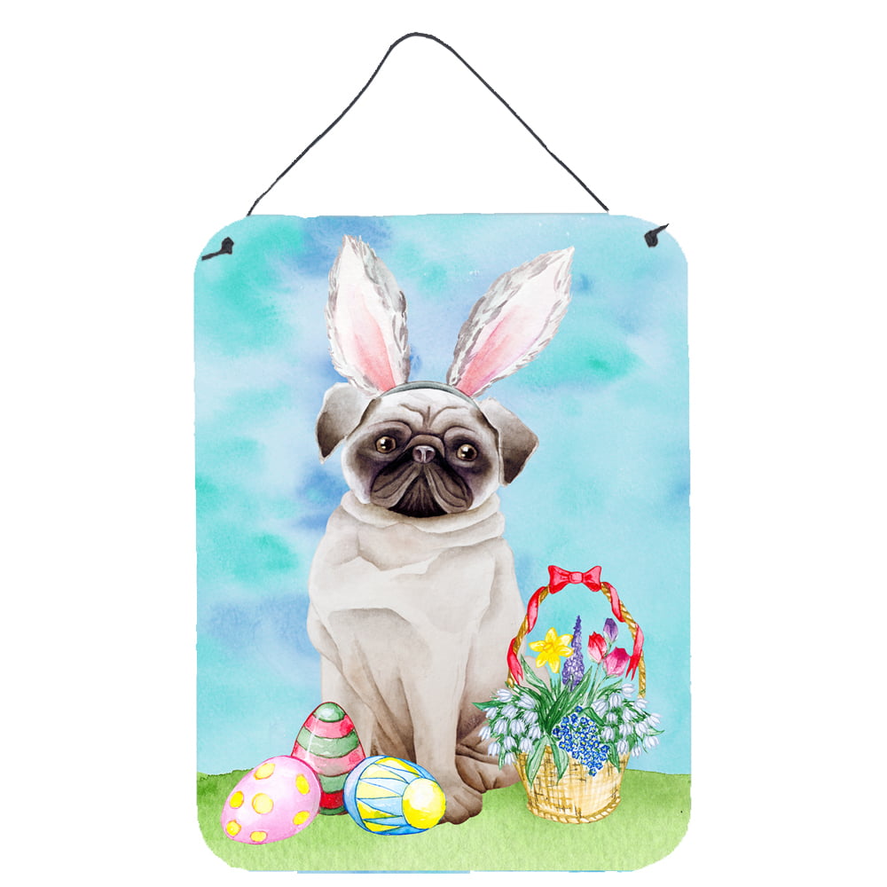 Pug Easter Bunny Wall or Door Hanging Prints