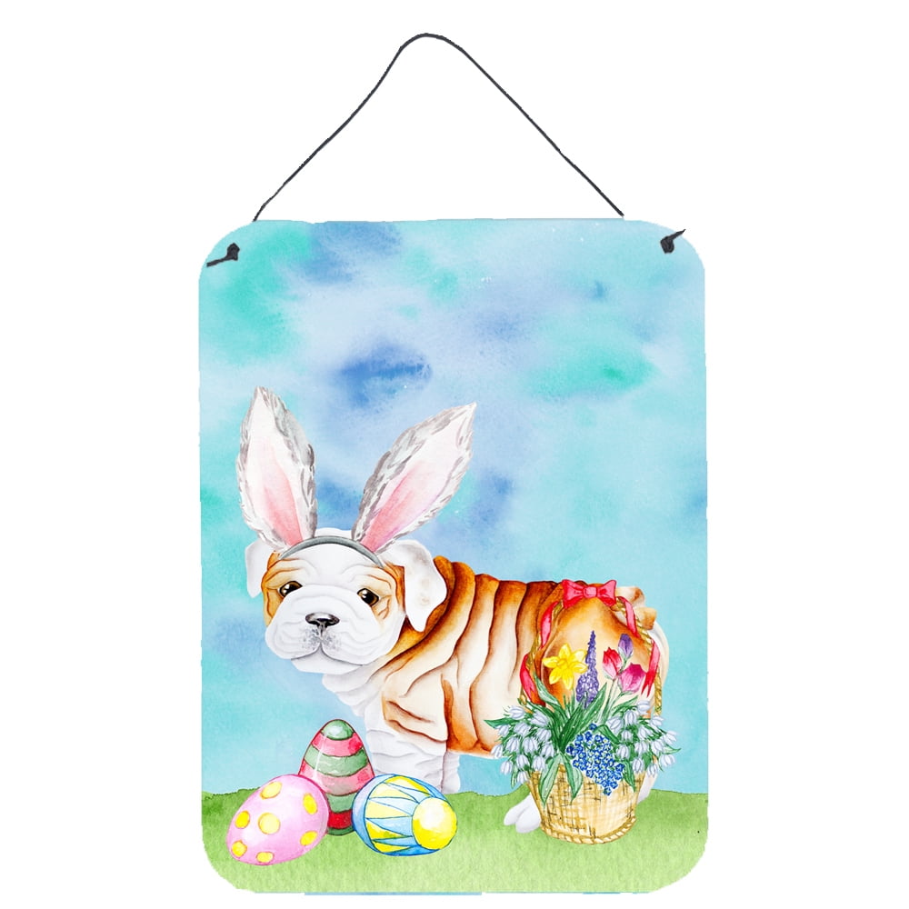 English Bulldog Easter Bunny Wall or Door Hanging Prints
