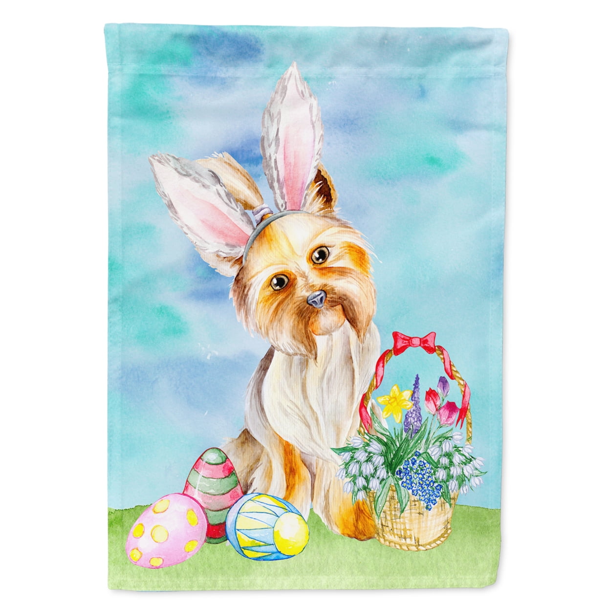 Yorkie Easter Bunny Flag - Garden Size