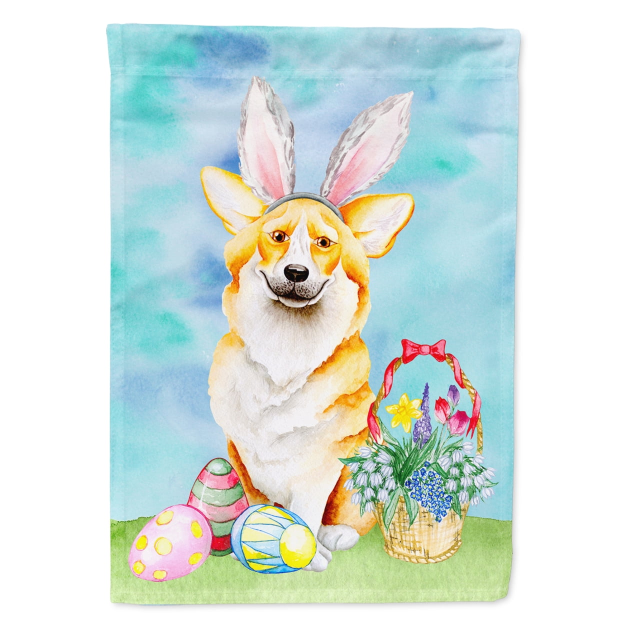 CK1373GF Corgi Easter Bunny Flag - Garden Size