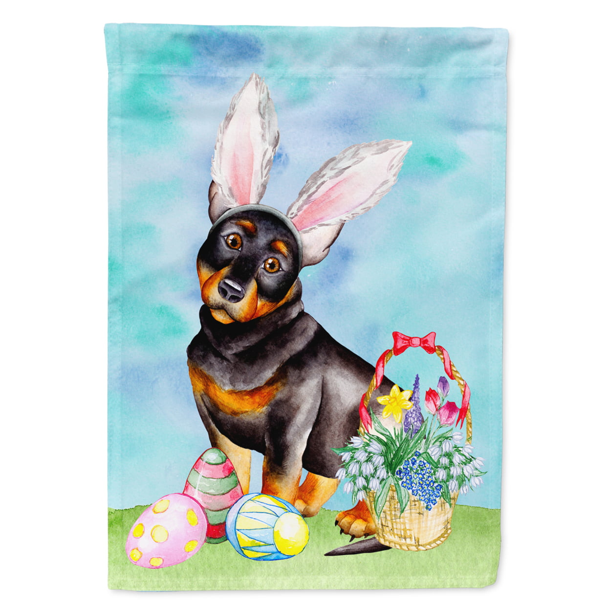 CK1377GF Lancashire Heeler Easter Bunny Flag - Garden Size