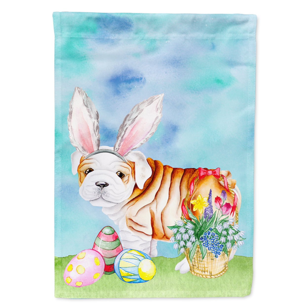 English Bulldog Easter Bunny Flag - Garden Size