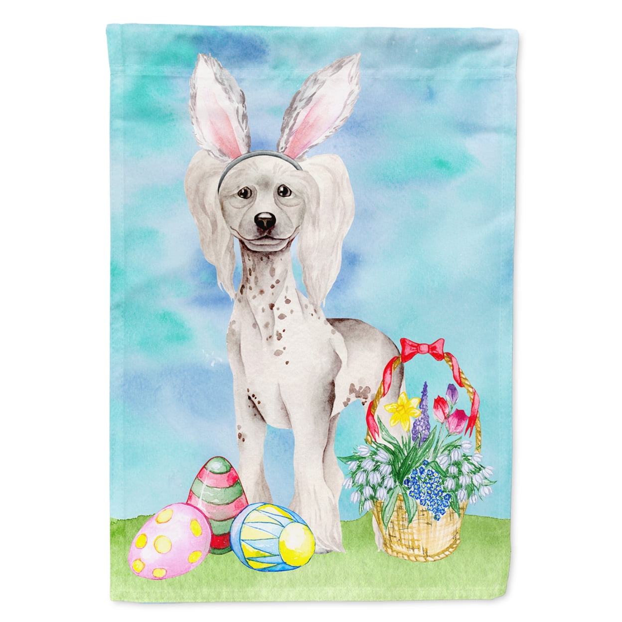 CK1380GF Chinese Crested Easter Bunny Flag - Garden Size