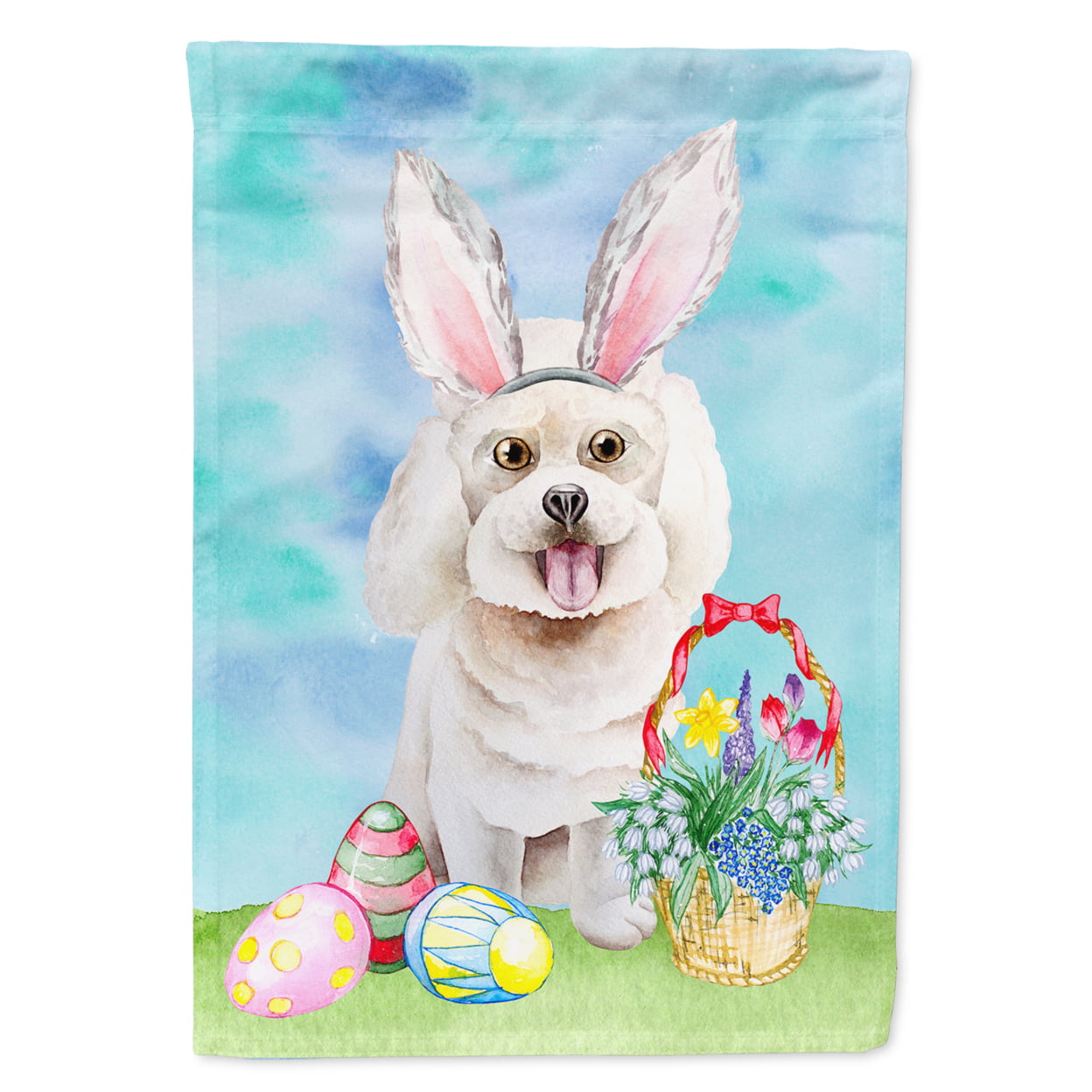 CK1381GF Bichon Frise Easter Bunny Flag - Garden Size