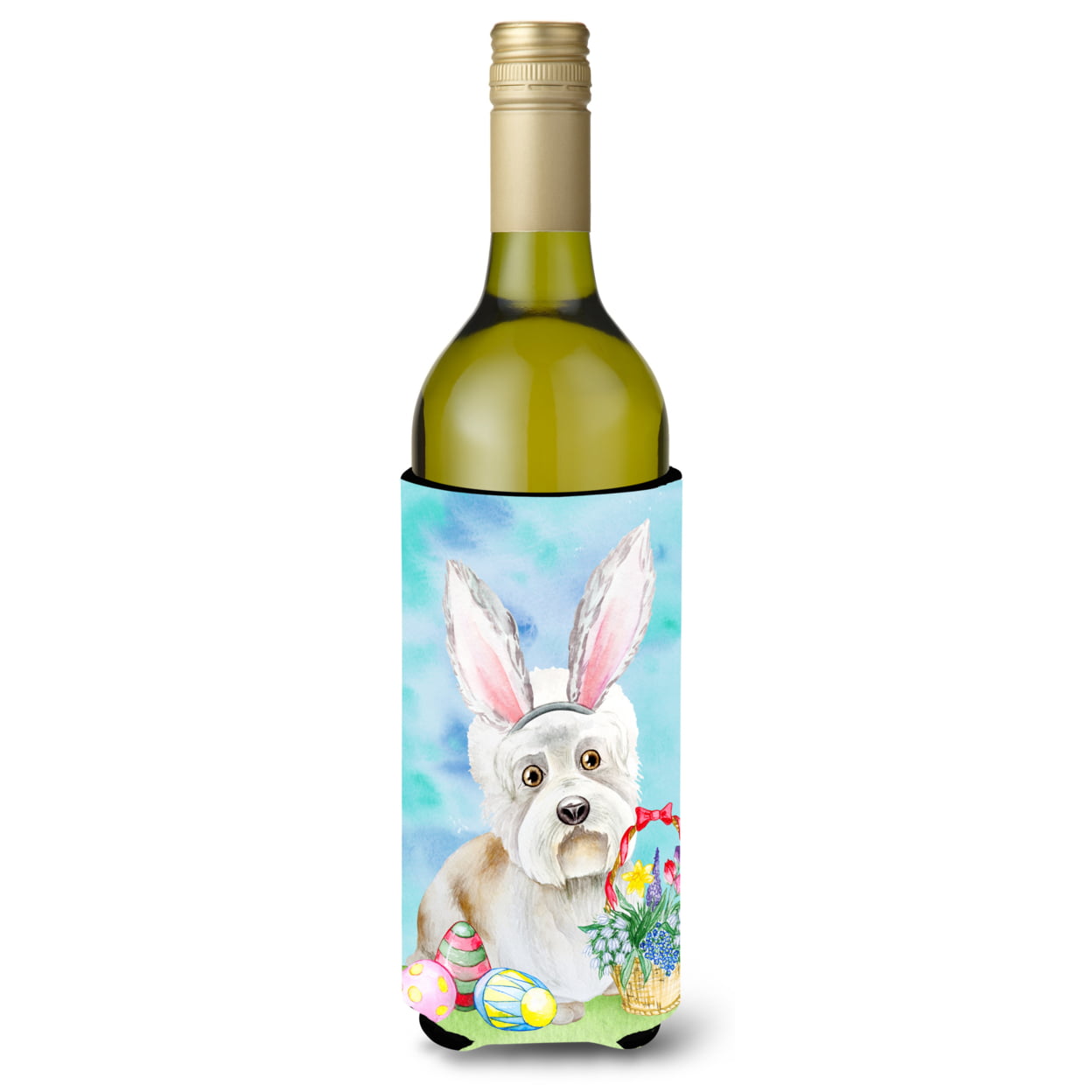 Picture of Carolines Treasures CK1379LITERK Dandie Dinmont Easter Bunny Wine Bottle Beverge Insulator Hugger