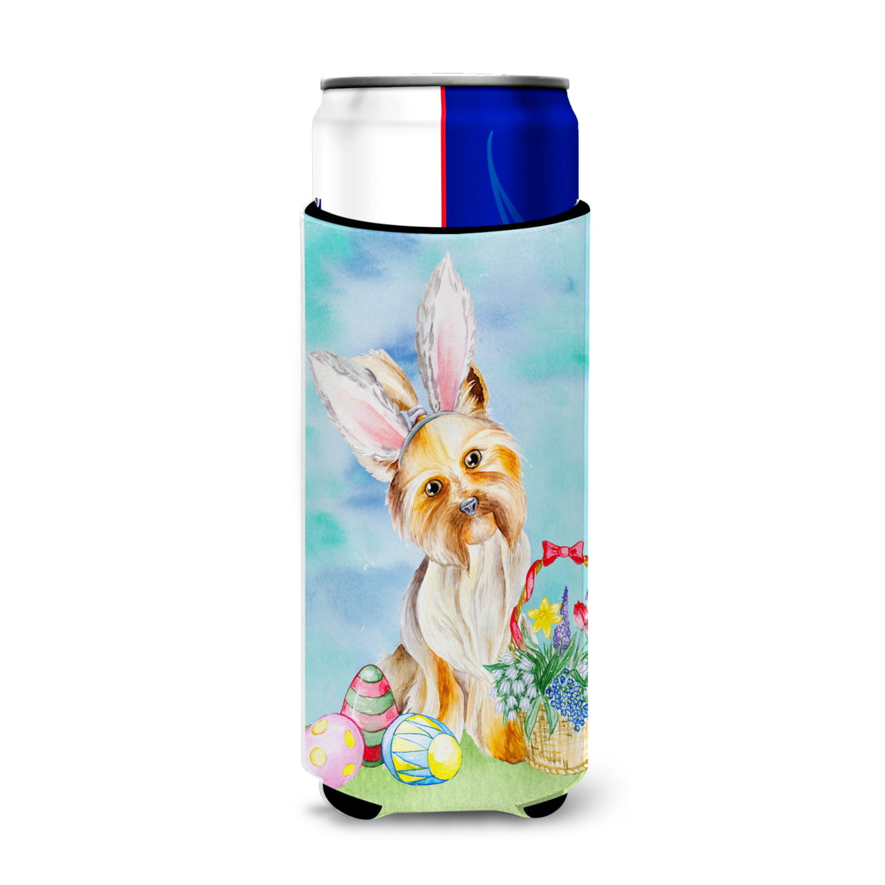 Yorkie Easter Bunny Michelob Ultra Hugger for Slim Cans