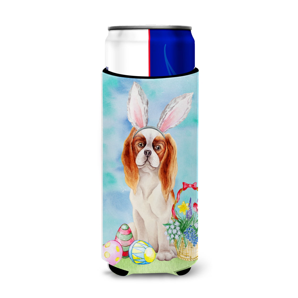 Cavalier Spaniel Easter Bunny Michelob Ultra Hugger for Slim Cans
