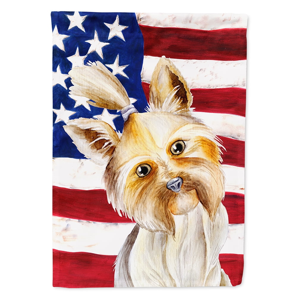 Yorkie Yorkshier Terrier Patriotic Flag Canvas - House Size