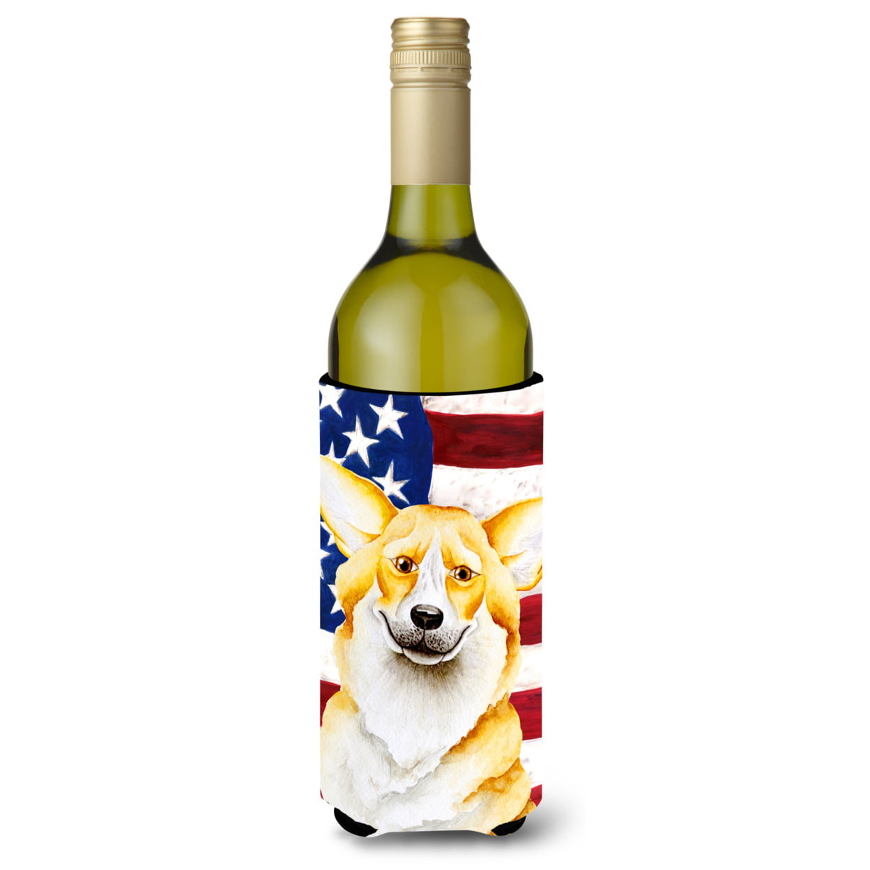 Picture of Carolines Treasures CK1383LITERK Corgi Patriotic Wine Bottle Beverge Insulator Hugger