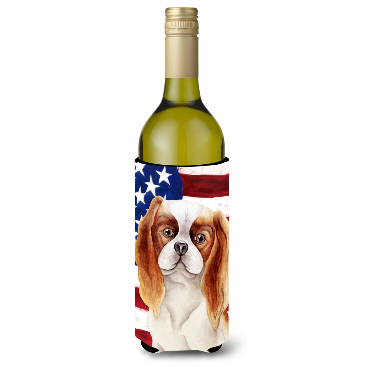 Cavalier Spaniel Patriotic Wine Bottle Beverge Insulator Hugger
