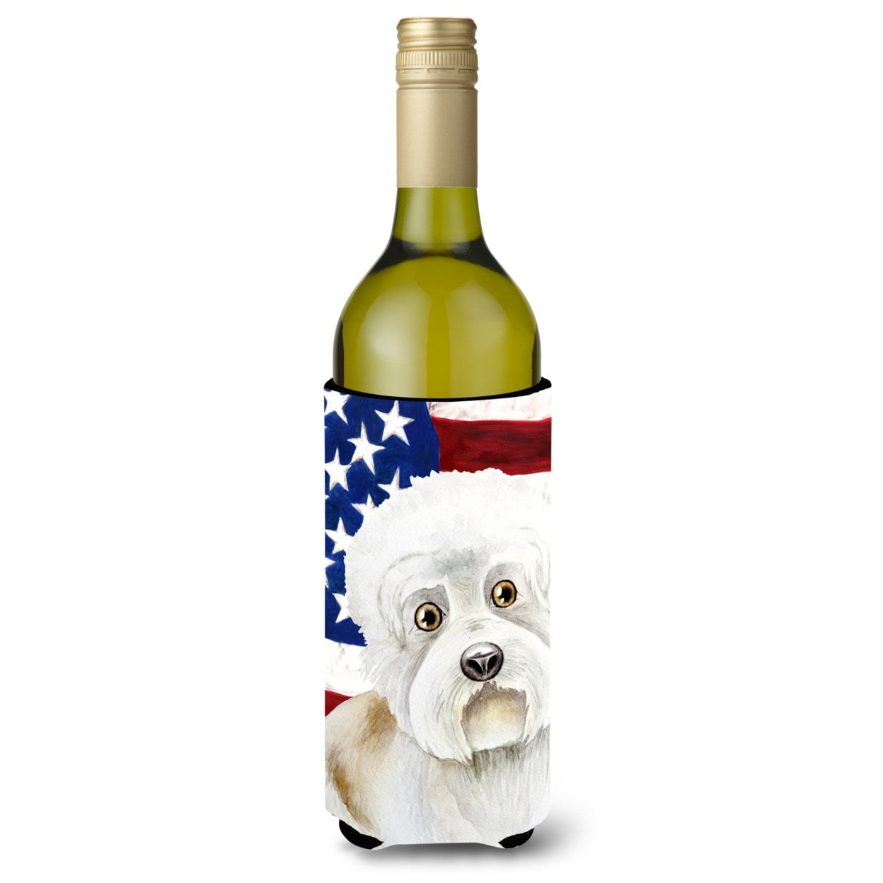 Dandie Dinmont Patriotic Wine Bottle Beverge Insulator Hugger