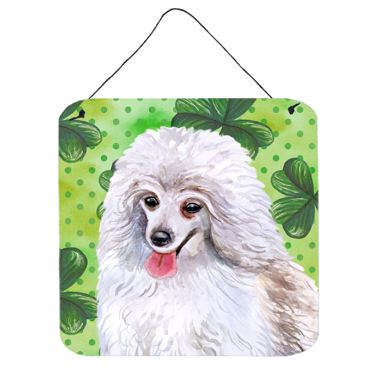 Medium White Poodle St Patricks Wall or Door Hanging Prints