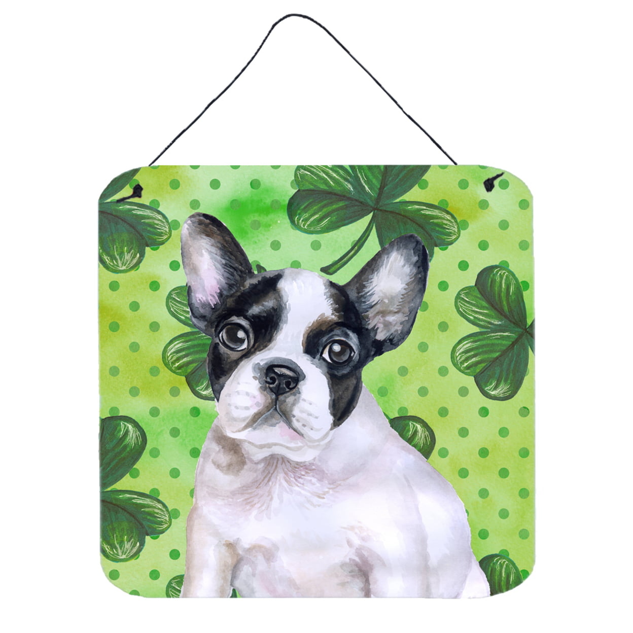 French Bulldog Black White St Patricks Wall or Door Hanging Prints