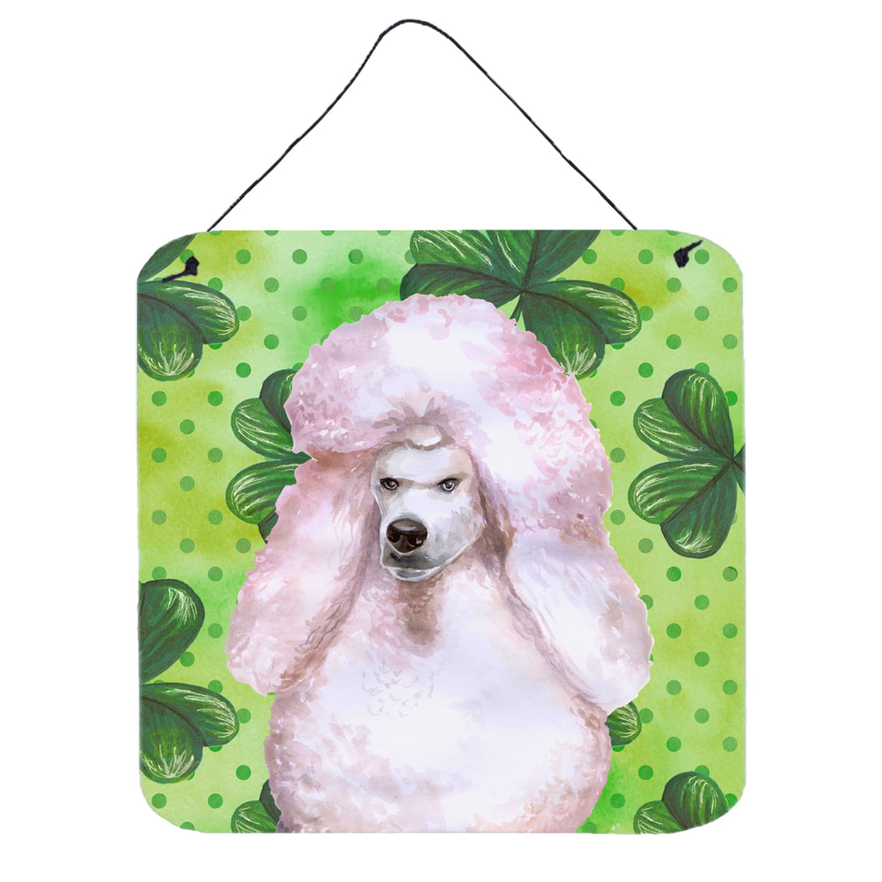 White Standard Poodle St Patricks Wall or Door Hanging Prints