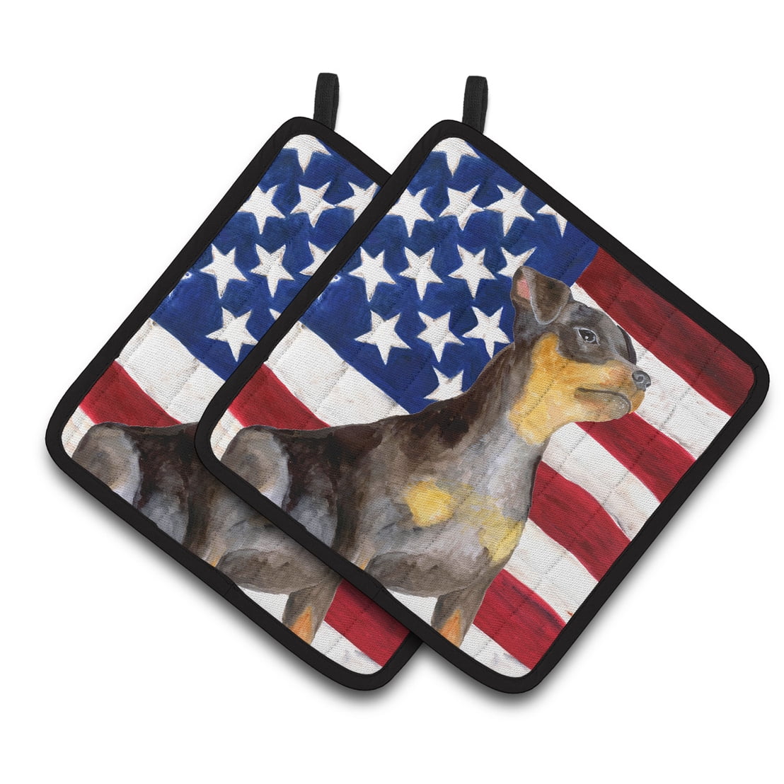 Miniature Pinscher No 2 Patriotic Pair of Pot Holders