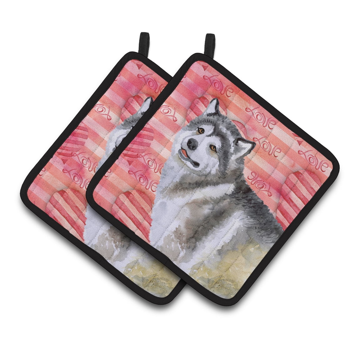 Alaskan Malamute Love Pair of Pot Holders