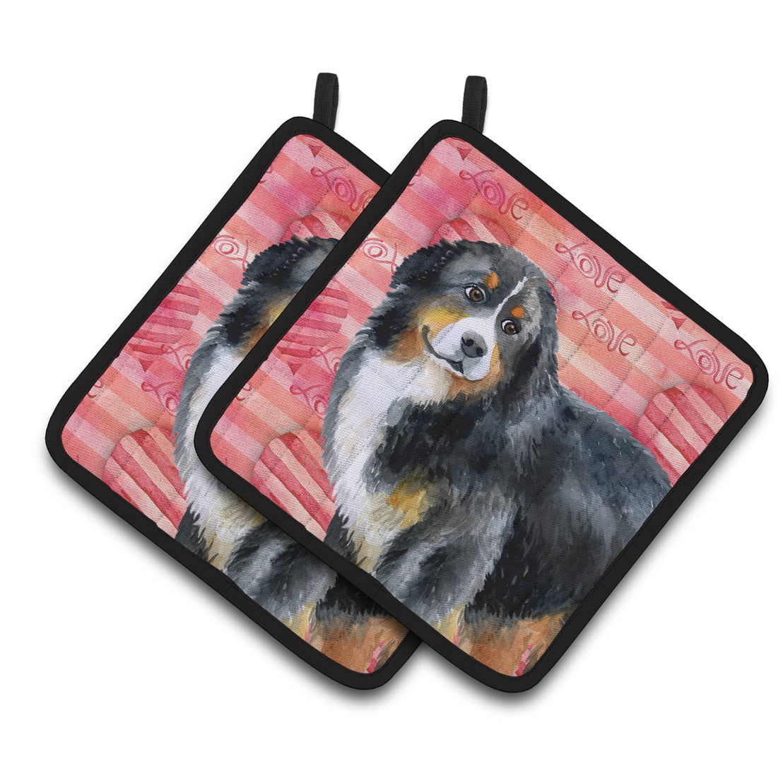 Bernese Mountain Dog Love Pair of Pot Holders