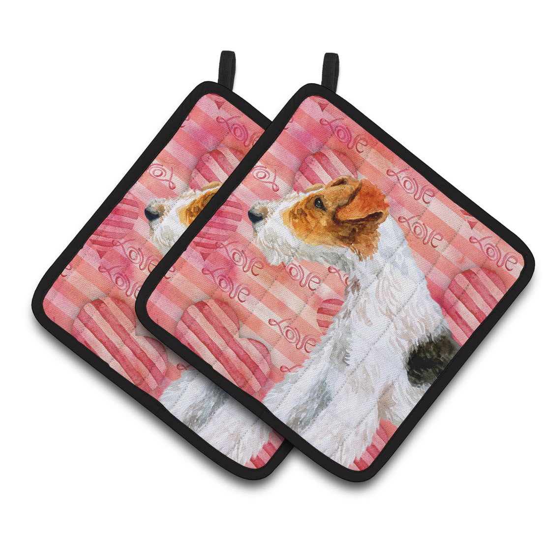 Fox Terrier Love Pair of Pot Holders