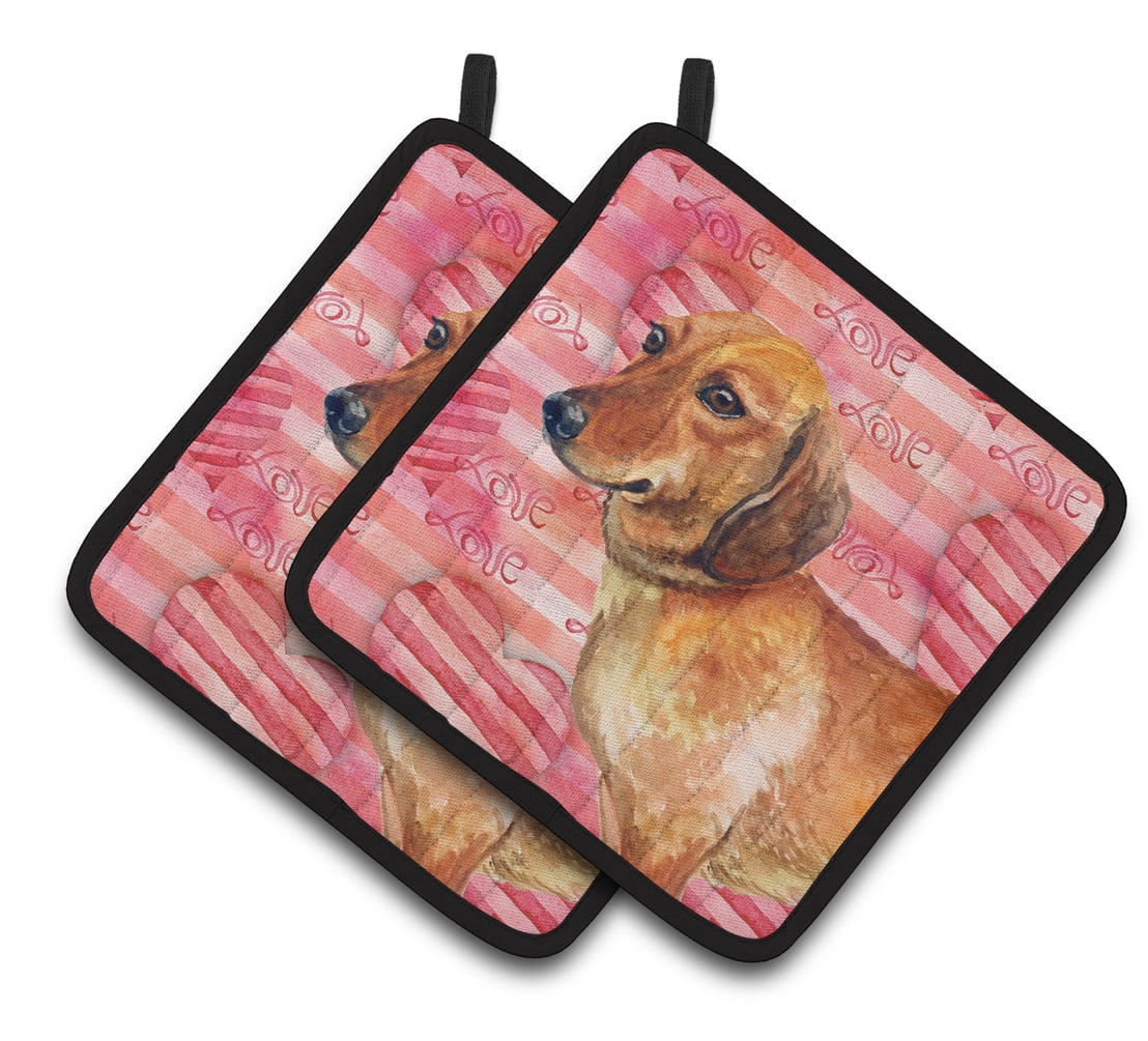 Dachshund Love Pair of Pot Holders