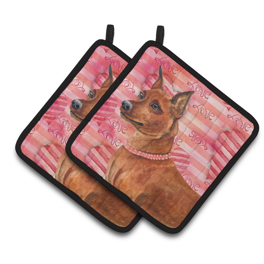 Miniature Pinscher Love Pair of Pot Holders