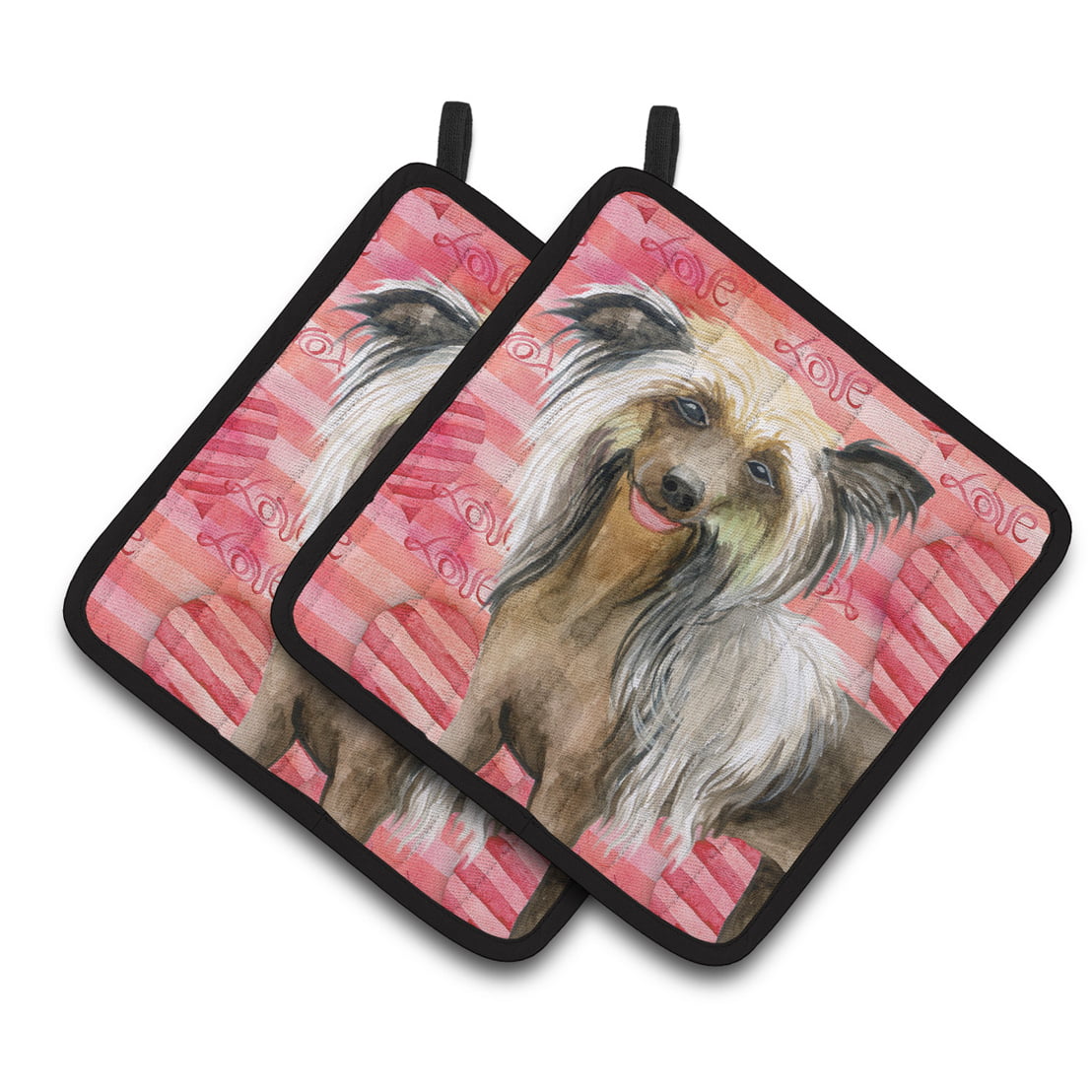 Chinese Crested Love Pair of Pot Holders