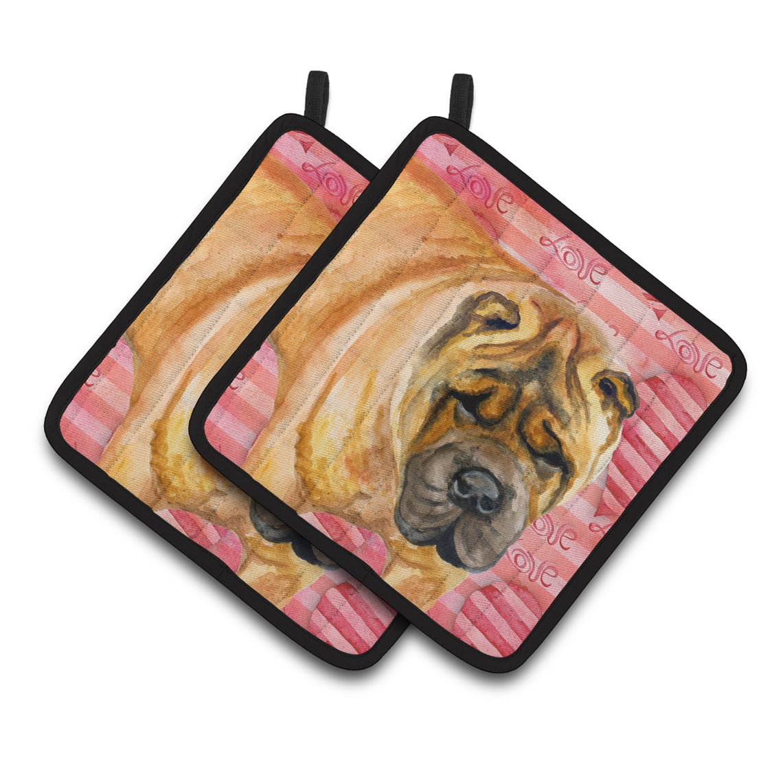 Shar Pei Love Pair of Pot Holders