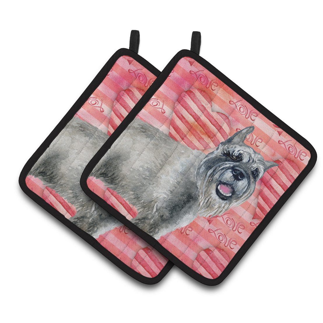 Schnauzer Love Pair of Pot Holders