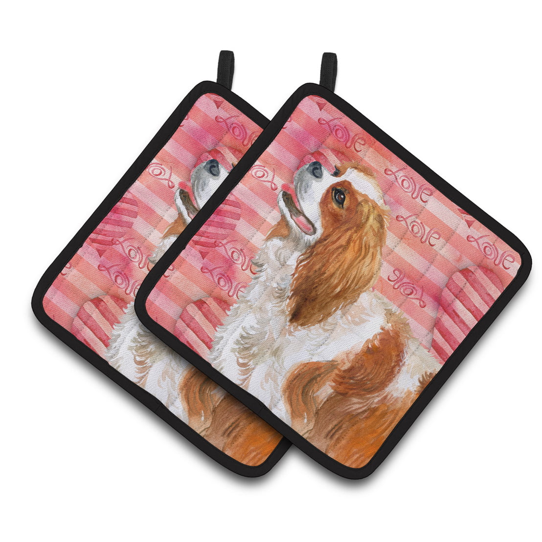 Cavalier Spaniel Love Pair of Pot Holders