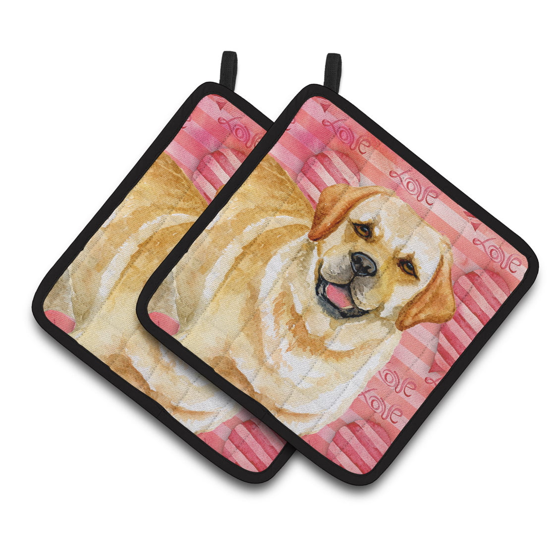 BB9751PTHD Golden Retriever Love Pair of Pot Holders
