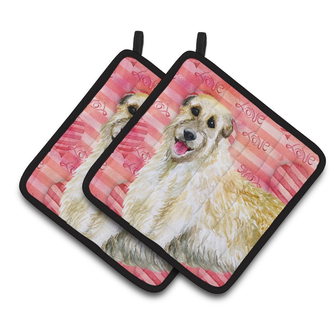 Irish Wolfhound Love Pair of Pot Holders