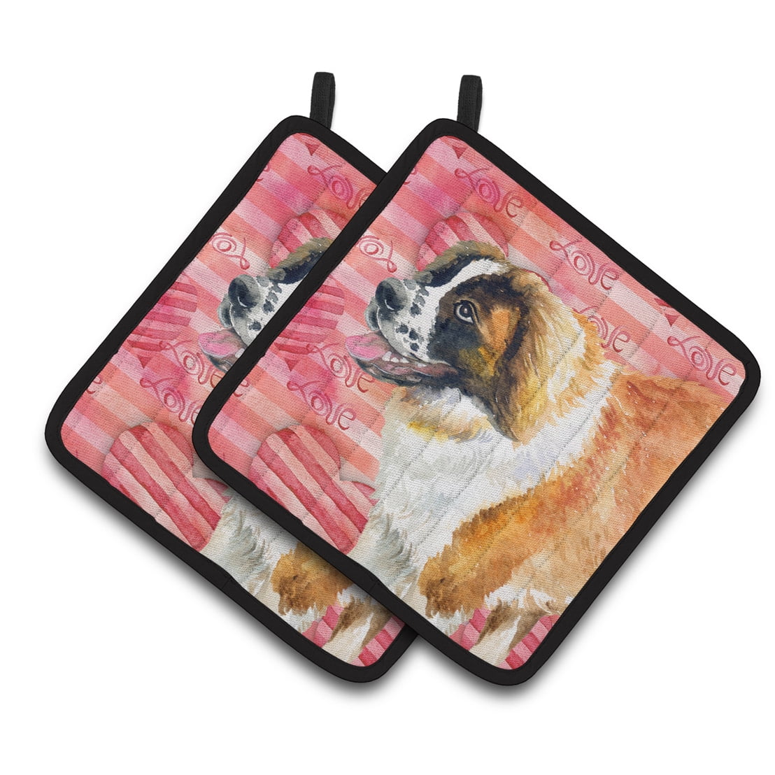 BB9766PTHD Saint Bernard Love Pair of Pot Holders