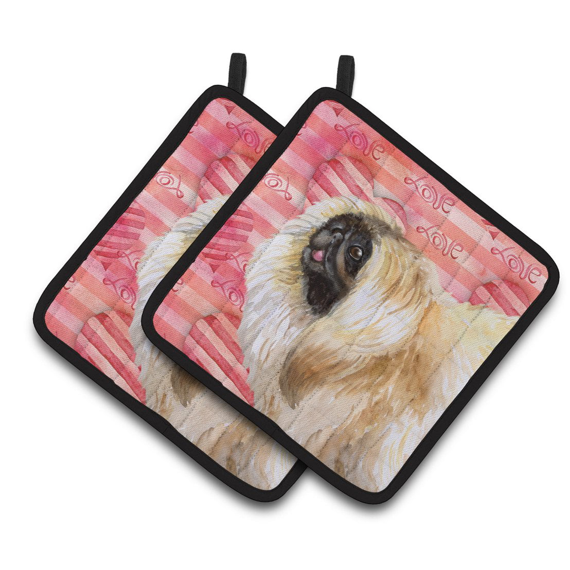 Pekingese Love Pair of Pot Holders