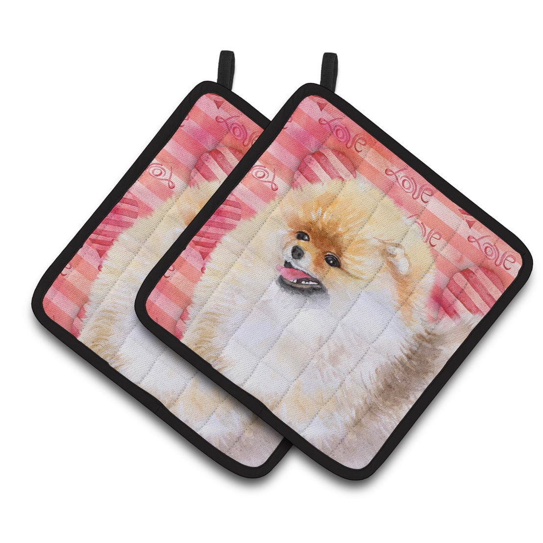 Pomeranian Love Pair of Pot Holders