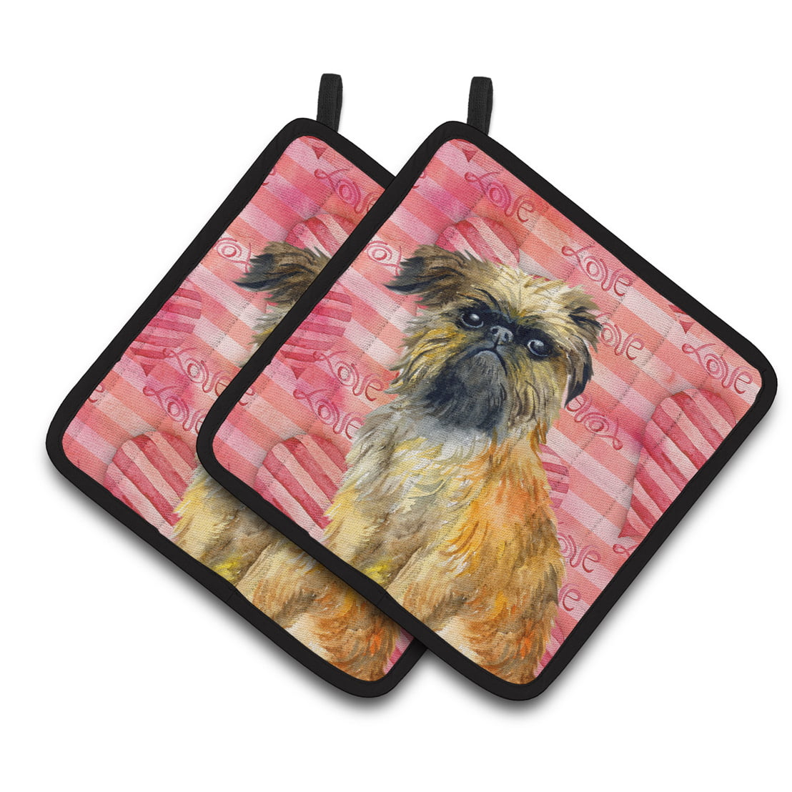 Brussels Griffon Love Pair of Pot Holders