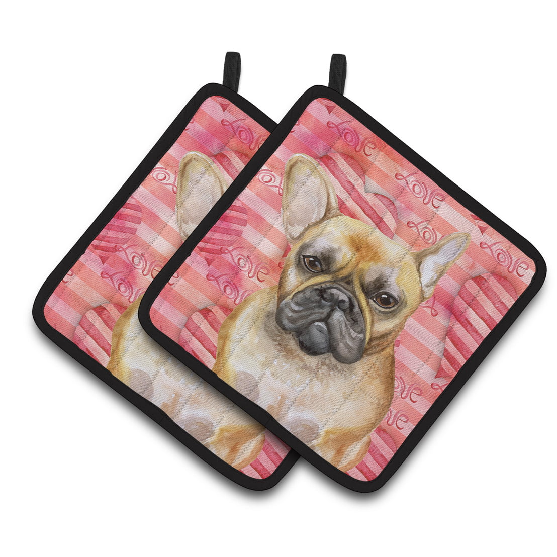 French Bulldog Love Pair of Pot Holders