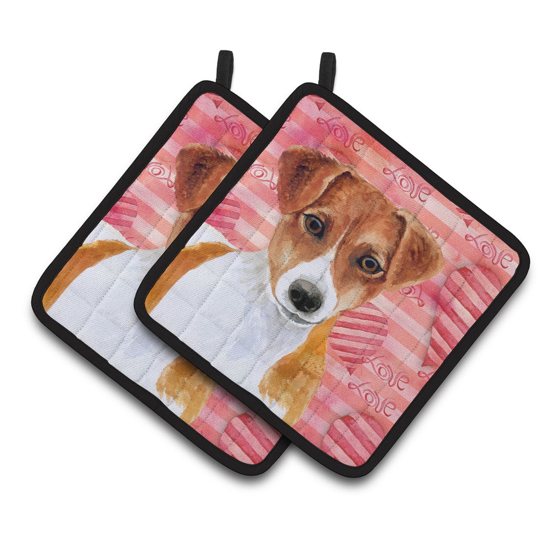 Jack Russell Terrier Love Pair of Pot Holders