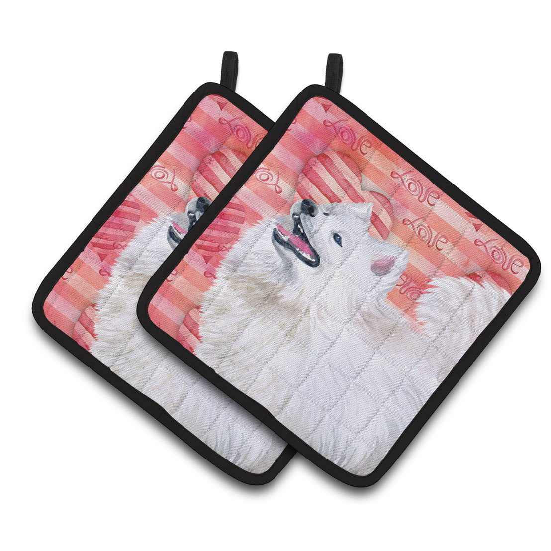Samoyed Love Pair of Pot Holders