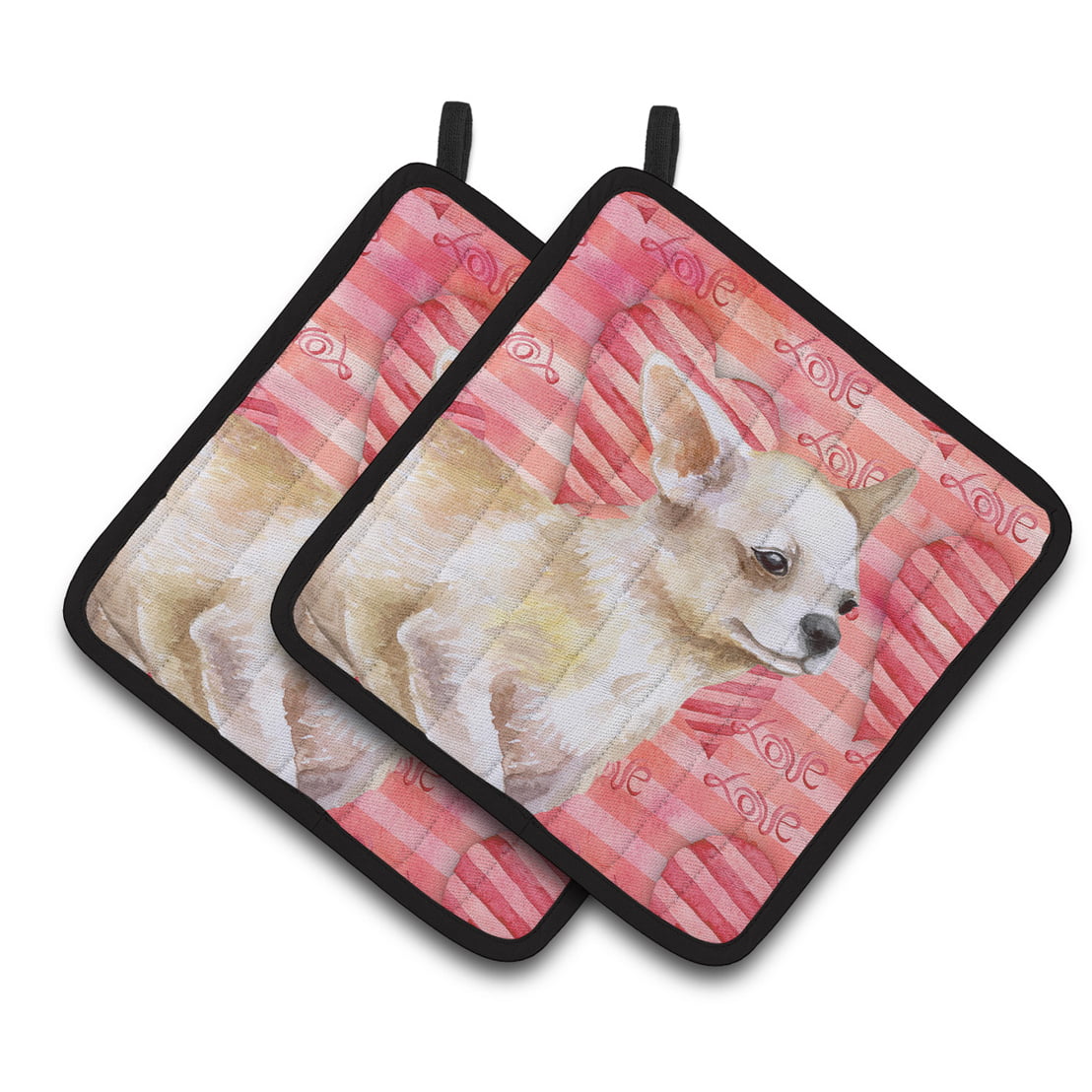 Chihuahua Leg up Love Pair of Pot Holders