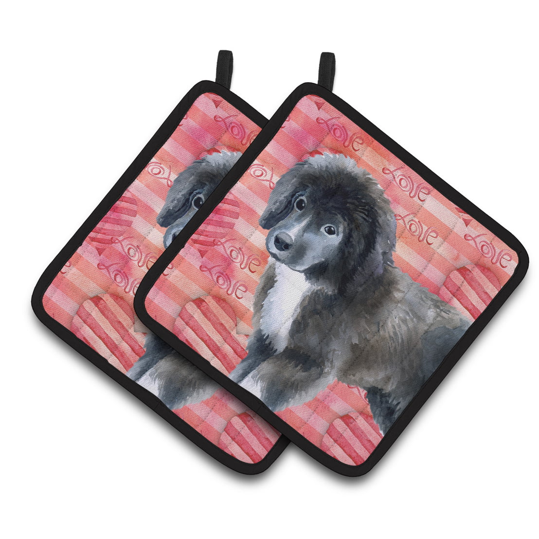 Newfoundland Puppy Love Pair of Pot Holders