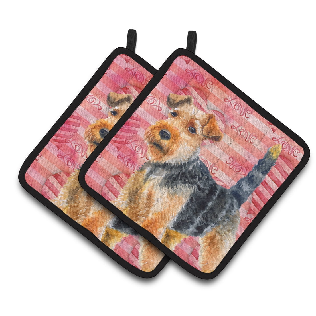 BB9787PTHD Welsh Terrier Love Pair of Pot Holders