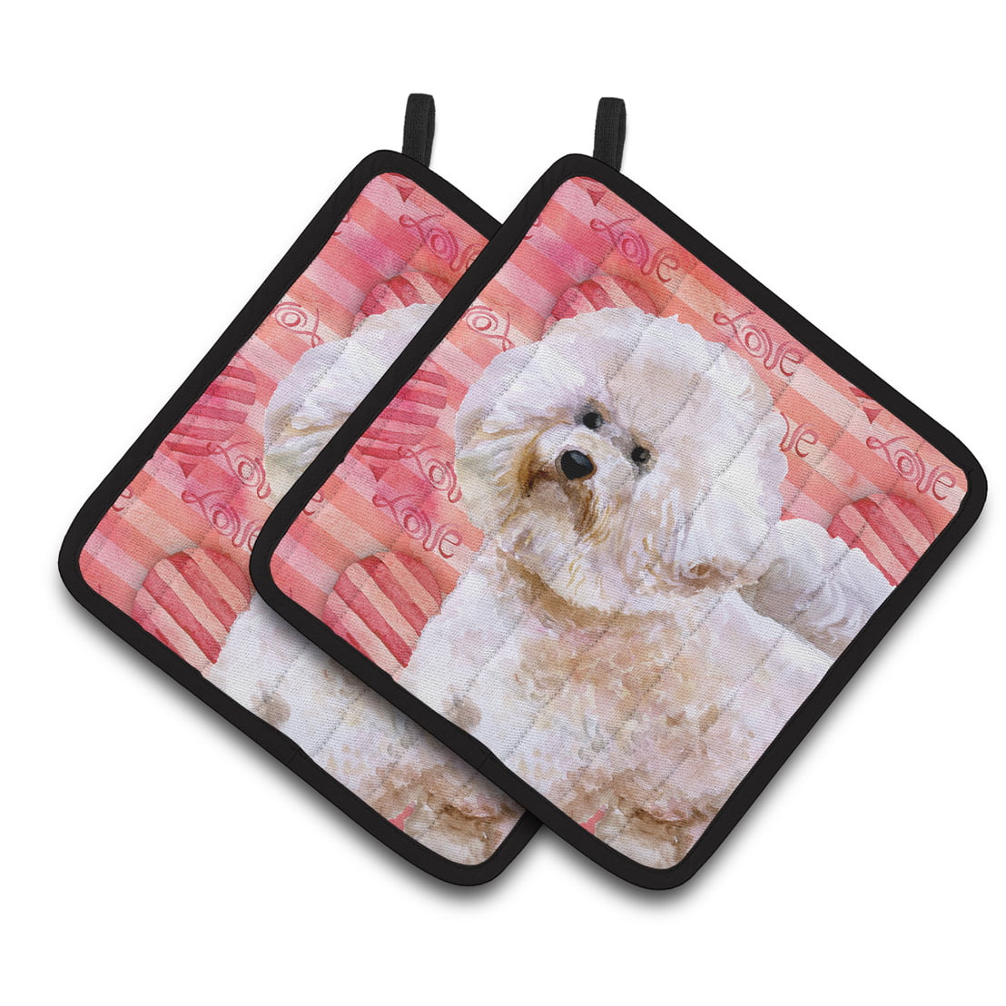 Bichon Frise No 2 Love Pair of Pot Holders