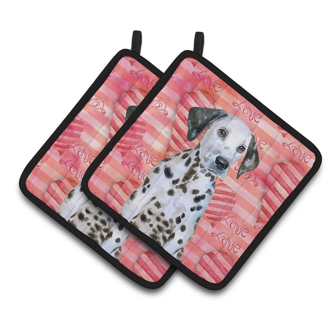 Dalmatian Puppy Love Pair of Pot Holders