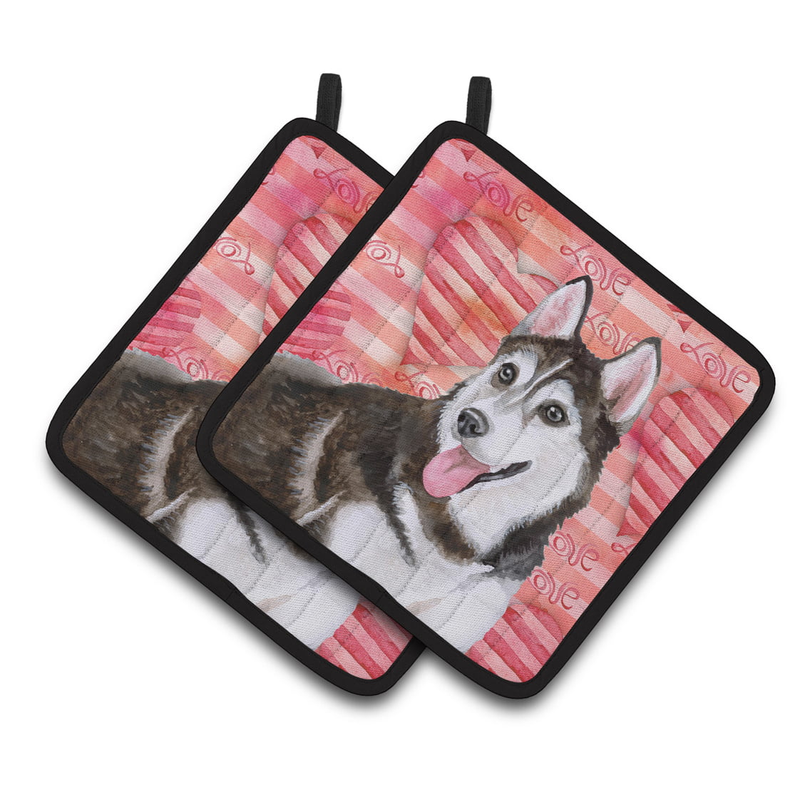 Siberian Husky No 2 Love Pair of Pot Holders