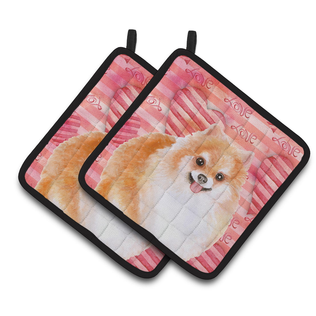 Pomeranian No 2 Love Pair of Pot Holders