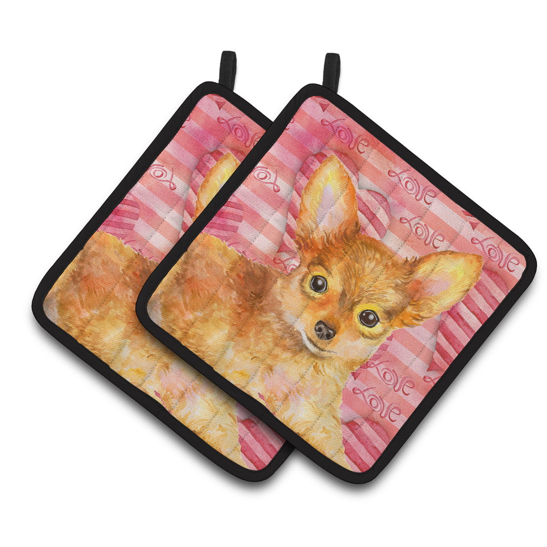 Toy Terrier Love Pair of Pot Holders