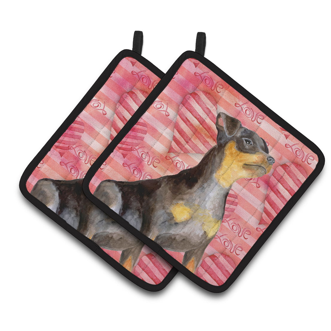 Miniature Pinscher No 2 Love Pair of Pot Holders