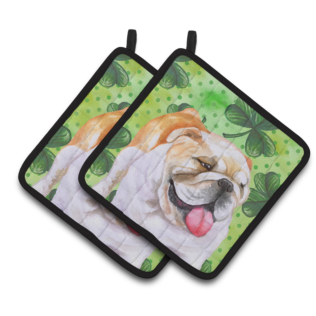English Bulldog St Patricks Pair of Pot Holders
